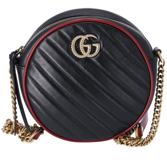 Gucci Mini Torchon GG Marmont Round Crossbody Bag Black - Picture 1 of 10